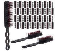 Framendino, Paquete de 100 cepillos desechables negros para el cabello, peine de masaje a granel, cepillo de plástico envuelto individualmente