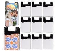 Framendino, Paquete de 12 soportes para tarjetas de cuero de transferencia de calor por sublimación para la parte posterior del teléfono, color negro, Negro -, Paquete De 12