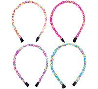 Framendino, Paquete de 4 diademas con purpurina para mujer, diseño de arcoíris