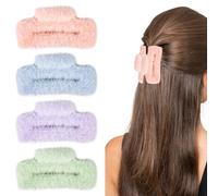 Framendino, Paquete de 4 pinzas grandes para el pelo, pinzas peludas para cabello grueso, pelo sintético, pasador, para mujer