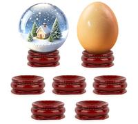 Framendino, Paquete de 5 soportes de madera para huevos, soporte de madera para bola de cristal para decoración del hogar