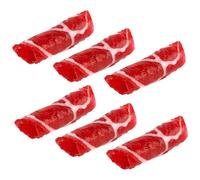 Framendino, Paquete de 6 rollos de carne artificiales realistas de carne de res, cerdo, filete, accesorios de simulación de fotografía de alimentos