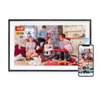 Frameo Marco de fotos digital de 15,6 pulgadas, WiFi, 1920 x 1080 FHD IPS, pantalla táctil inteligente, marco de fotos electrónico grande con 32 GB, rotación automática, compartir imágenes, vídeos