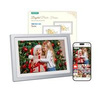 Frameo Marco de Fotos Digital Plata WiFi 10.1" Moldura Digital, 32GB de Memoria, Pantalla Táctil HD IPS 1280 * 800, Comparte Fotos Vídeos a Través de la App Frameo, Regalos para Mujer Hombre