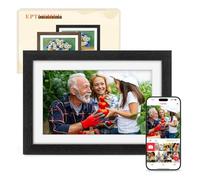 Frameo Marco de Fotos Digital WiFi 10.1 Pulgadas Negro Madera de Roble Memoria Incorporada 32GB, HD 1280x800 IPS, Pantalla Táctil para Fotos/Videos, Rotación Automática, Montaje en Pared