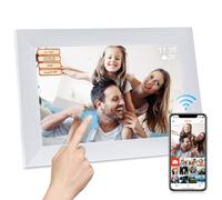 Frameo - Marco de fotos digital WiFi de 10.1 pulgadas, 16 GB de memoria, visualización táctil HD de 1280 x 800, rotación automática, videos de imágenes al instante, boda, compatible con tarjeta SD