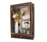 FramePro Marco de Caja de Sombra Profunda de 11 x 16 Pulgadas con cajón y Parte Trasera de línea Suave, Vitrina de Madera de Cristal Real para Colecciones de Recuerdos, medallas, Pared de Ramo o Mesa