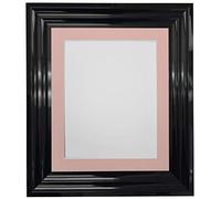 FRAMES BY POST Firenza - Marco de fotos negro brillante de plástico con soporte rosa de 12 x 10 pulgadas para tamaño de imagen de 9 x 7 pulgadas