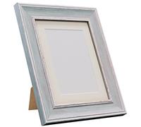 FRAMES BY POST Marco de Fotos Vintage Scandi, Distressed Blue with Ivory Mount, 8 x 8 Image Size 5 x 5 Inch