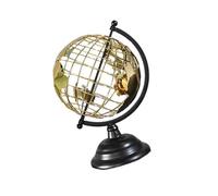Framework World Globes - Decoración de mesa en negro y acabado de metal dorado, globos negros decorativos con base dorada