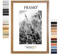 FRAMO 35 x 60 x 120 cm. Marco (roble rústico) de MDF hecho a mano con placa de cristal artificial antirreflectante a prueba de roturas y robusta pared trasera de MDF, ancho del marco: 35 mm