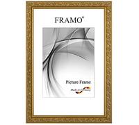 FRAMO Marco de fotos barroco 34 x 48 cm de madera maciza, oro envejecido, color y tamaño a elegir, marco retro vintage antiguo N°096