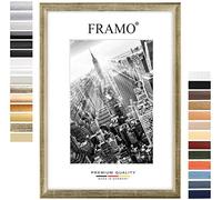 FRAMO Marco de fotos de 35 x 50 cm (Silver Leaf), marco de madera de densidad media de 35 mm de ancho con cristal sintético irrompible y antirreflejo y panel trasero estable