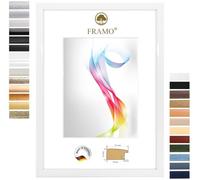 FRAMO Marco de fotos de madera 21 x 21 cm (Dimensión de la imagen) cuadrado en blanco brillante | Tamaño seleccionable | Carteles | Rompecabezas | Collage | A medida | Personalizados