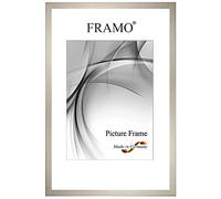 FRAMO Marco de fotos de madera 35 x 35 cm cuadrado de madera maciza | arena beige | borde exterior en negro | color/tamaño a elegir | marco para póster | puzle | collage de fotos N°051