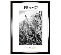 FRAMO Marco de fotos de madera de 92 x 66 cm a medida - Negro brillante | Color/Tamaño seleccionable | Cristal acrílico antirreflectante | Marco para rompecabezas | Fotos | póster