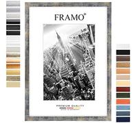 FRAMO Marco de fotos de madera personalizado 72 x 102 cm - azul plateado dorado - color y tamaño a elegir, incluye cristal acrílico antirreflectante - marco para rompecabezas, fotos, póster
