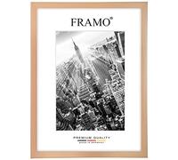 FRAMO Marco de fotos hecho a medida de 54 x 55 cm, color: haya, marco de madera de densidad media hecho a mano con cristal artificial antirreflejo resistente a la rotura y parte trasera de madera MDF,