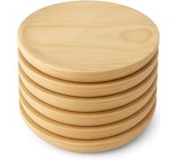 FRANCACOR PACK DE 6 UNIDADES Plato redondo madera pino para pulpo, fiambre, cortar, salvamanteles. (22 cms)