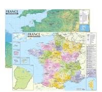 France 1/2.200.000 - carte administrative et physique (avec barres alu) 67 × 47 cm (Poster)