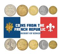 France 5 Mixed Coins | 5 Centimes - 2 Francs | French Currency Since 1959