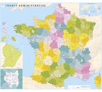 France counties & districts wall map laminated