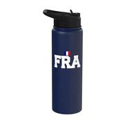 France Country Code with Flag Trendy College Font Stainless Steel Insulated Water Bottle