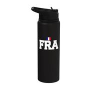 France Country Code with Flag Trendy College Font Stainless Steel Insulated Water Bottle