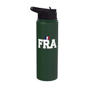 France Country Code with Flag Trendy College Font Stainless Steel Insulated Water Bottle