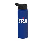 France Country Code with Flag Trendy College Font Stainless Steel Insulated Water Bottle