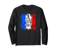 France Flag Shirt Eiffel Tower T Shirt Gift Paris French Manga Larga