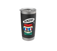 France Foodie Bonjour Toast - Gafas de sol con bandera francesa Vaso térmico de acero inoxidable de doble pared