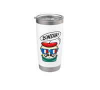 France Foodie Bonjour Toast - Gafas de sol con bandera francesa Vaso térmico de acero inoxidable de doble pared