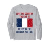 France Humor - Love The Country You Live in Funny Quote Manga Larga