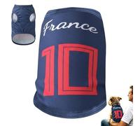 France - Jer-sey - Disfraz de fútbol para perro, sin mangas, malla transpirable, para cachorros, ropa deportiva de verano (azul marino, L)