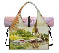 France Paris - Bolsa de lona deportiva para mujeres y hombres, bolsa de viaje de fin de semana con compartimento para zapatos, bolsa de hombro para yoga, gimnasio, viajes, color, L, Organizador de