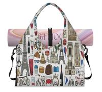 France Paris - Bolsa deportiva con compartimento para zapatos, bolsa de fin de semana, bolsa de equipaje para gimnasio, yoga, viajes, color, L, Bolsa de viaje
