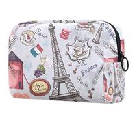 France Paris - Bolsa organizadora para magdalenas y magdalenas de café para mujer, neceser de viaje, bolsa organizadora con cremallera, multicolor, 18.5x7.5x13cm/7.3x3x5.1in, Neceser