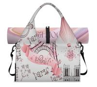 France Paris Tower Eiffel - Bolsa de lona deportiva para mujeres y hombres, bolsa de fin de semana con compartimento para zapatos, bolsa de hombro para yoga, gimnasio, viajes, color, L, Organizador de