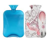 France Paris Tower Eiffel - Botella de agua caliente con tapa, 2 L, gran capacidad, bolsa de agua para noches acogedoras, alivio del dolor, espalda, cuello y hombros
