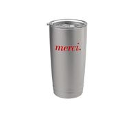Francés diciendo merci París vacaciones francés Cita Vaso térmico de acero inoxidable de doble pared