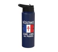 Francés Résistance Francia Cruz de Lorena vive libre o muere Stainless Steel Insulated Water Bottle