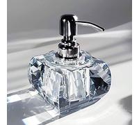 Franchise House Dispensador de Vidrio con Bomba de Acero Inoxidable, Jabón Liquido, Loción, Champú, Desinfectante de Manos, Transparente y Plateado