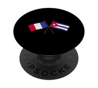 Francia Cuba Banderas Cruzadas Patrimonio Cubano Francés PopSockets PopGrip Adhesivo