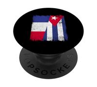 Francia Cuba Media Bandera Patrimonio Cubano Francés PopSockets PopGrip Adhesivo