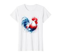 Francia Día de la Bastilla Gallo Francés Azul, Blanco, Rojo Camiseta gráfica económica, Mujer, Blanco, S