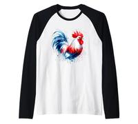 Francia Día de la Bastilla Gallo Francés azul, blanco, rojo Camiseta Manga Raglan