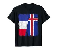 Francia Islandia Media Bandera Francesa Islandesa Jersey Camiseta