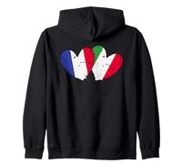 Francia, Italia, bandera, corazones, francés, itali Sudadera con Capucha