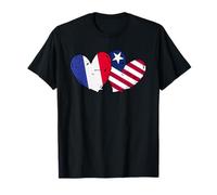 Francia Liberia Amor Corazón Francés Liberiano Doble Bandera Camiseta